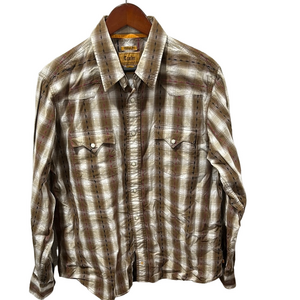 Trailer western vintage fit Brown & Cream Casual Button down shirt Size XL GUC..